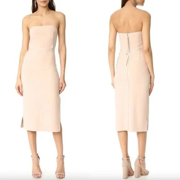 Elizabeth and James Sierra Strapless Pencil Midi Dress Blush Pink 2 - Picture 1 of 9